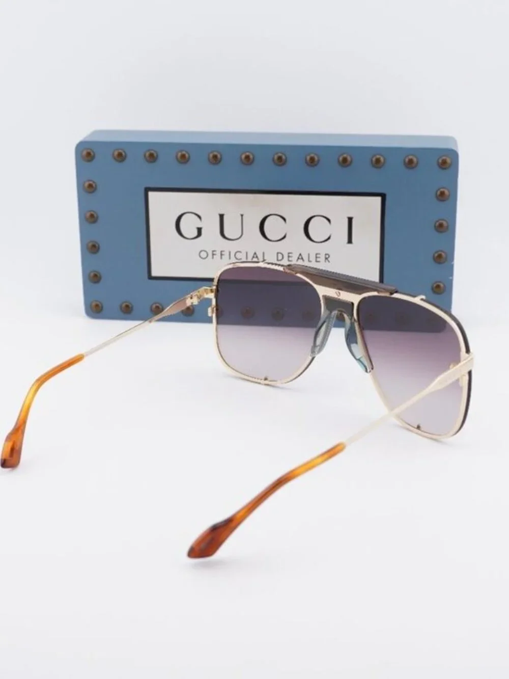 Gucci GG0739S 002 Aviator Sunglasses - Gold / Brown